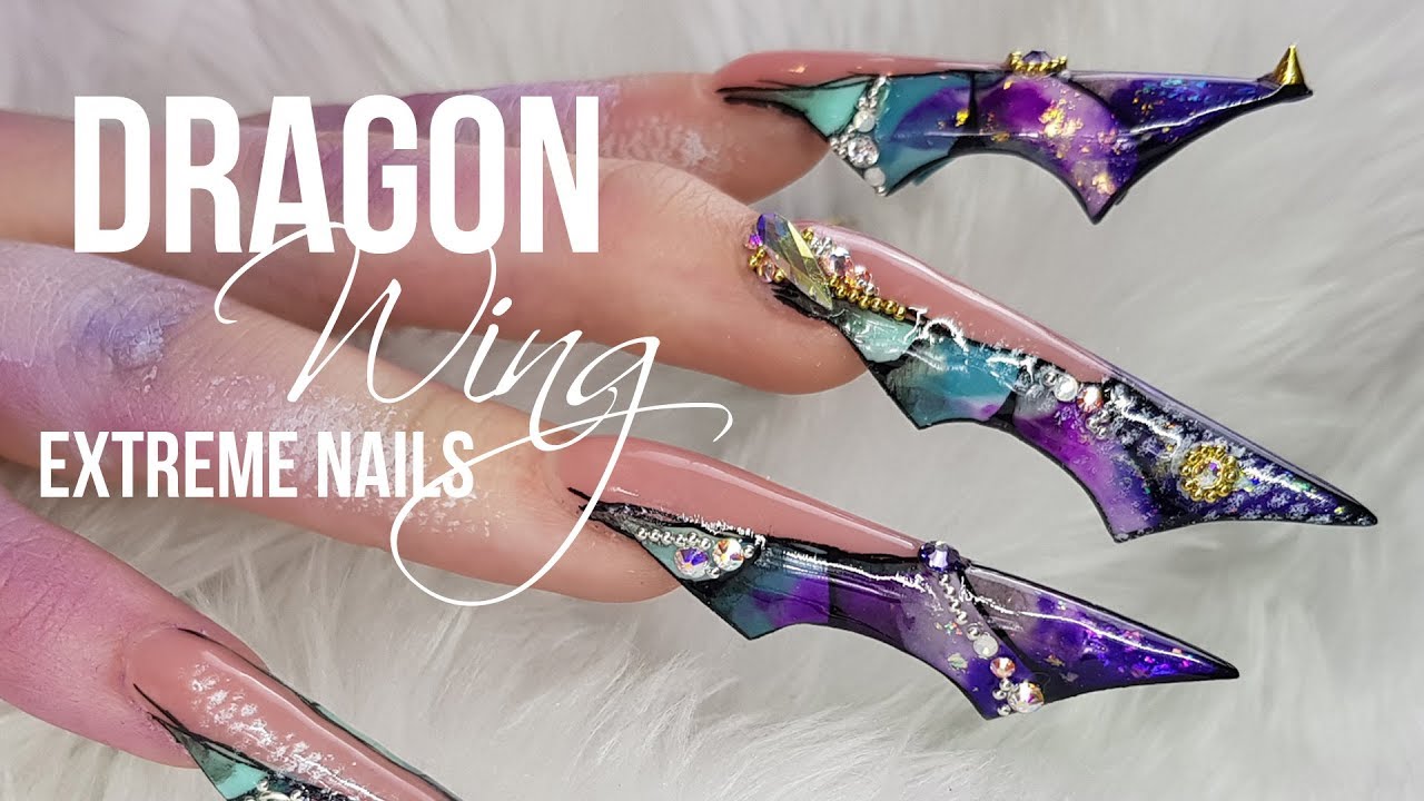 EXTREME DRAGON NAILS | COMPETITION NAIL | EXTRA LONG ACRYLIC NAILS