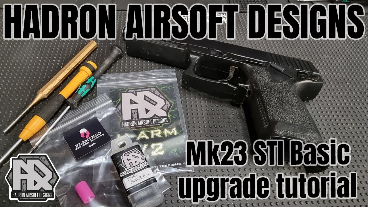 Mk23 Hadron Airsoft Designs upgrade tutorial - MTDC, HARM-V2, Sniper Mechanic Flamingo 60 bucking