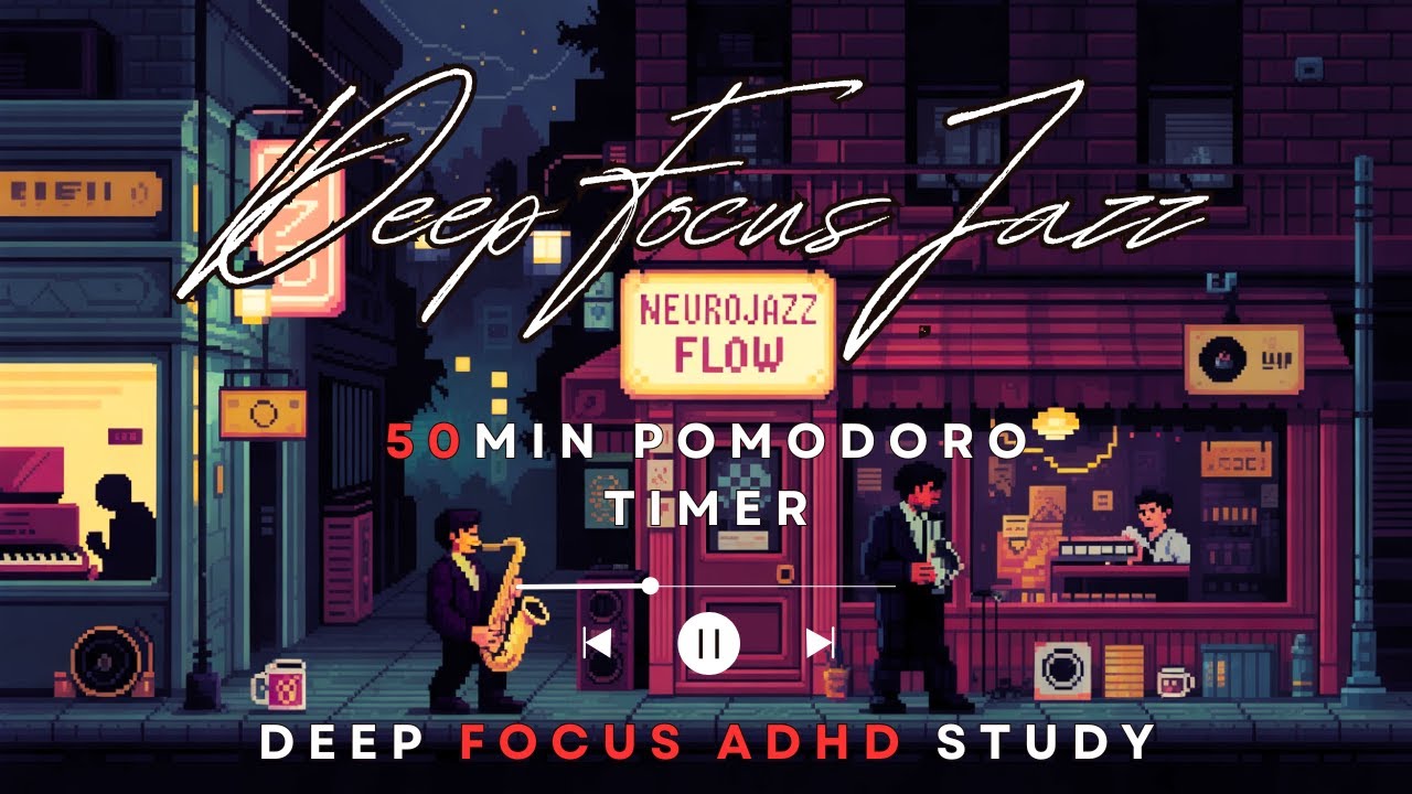 Deep Focus Study Music w/ 50min Pomodoro Timers 70 BPM