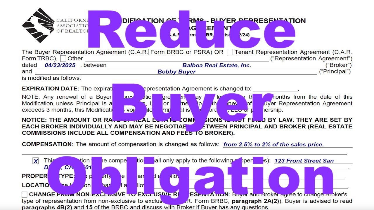 How To Reduce the Commission Due From the Buyer On The BRBC - Buyer Representation Agreement
