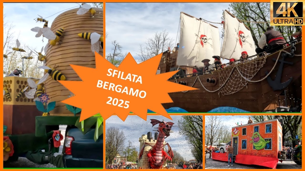 Sfilata di mezza Quaresima Bergamo 2025 4k | carri di carnevale