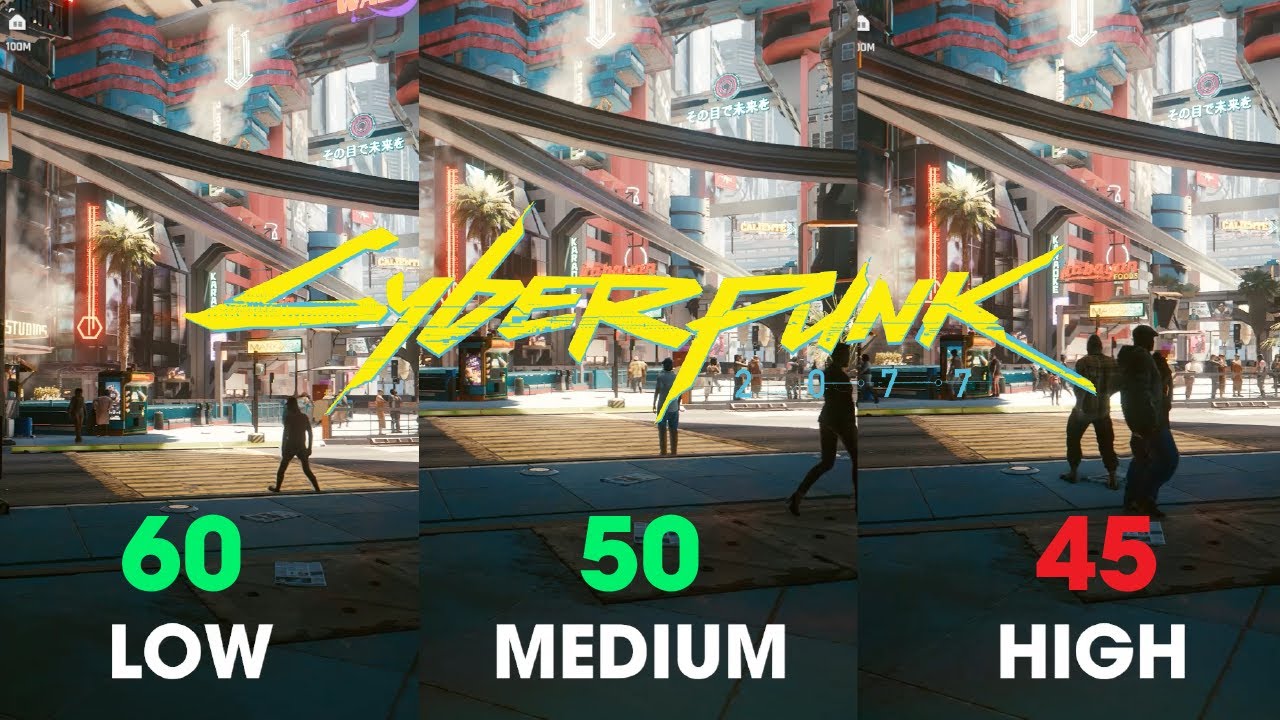 CYBERPUNK 2077 Crowd Density, FPS Comparison ( Low - Medium - High )