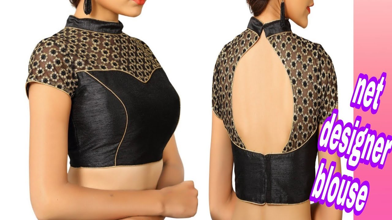 Collar designer net blouse cutting stitching full tutorial