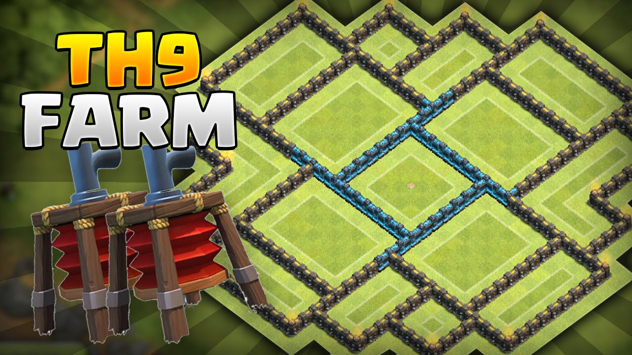 CLASH OF CLANS - 2ND AIR SWEEPER! BEST TOWNHALL 9 FARMING BASE! New Update!