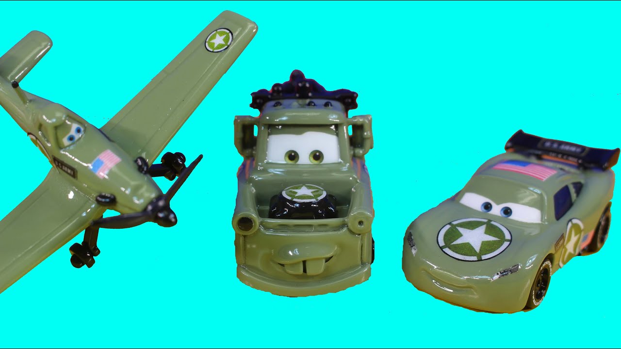 Army Car Lightning McQueen Army Mater Go On Mission With Planes Dusty Crophopper