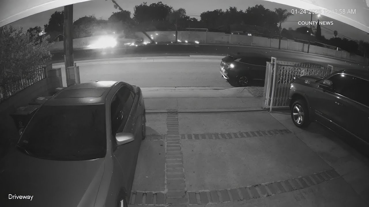 DUI Crash Into Power Pole Causes Outage (Caught on Camera) | Santa Ana, CA