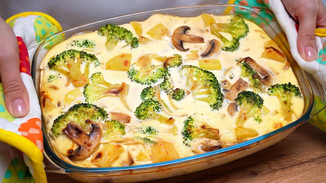 Dieser Brokkoli ist so lecker, dass ich ihn 3 Mal pro Woche koche! Brokkoli Auflauf mit Champignons.