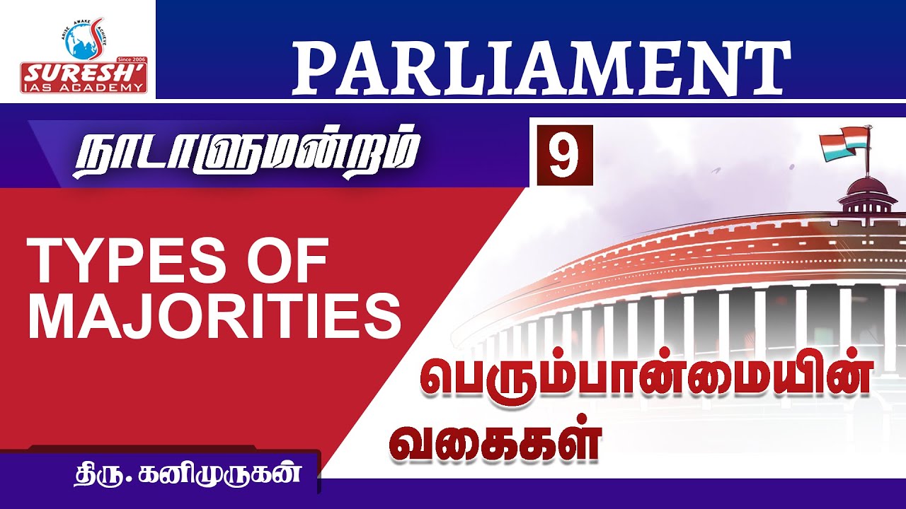 Indian Polity | Parliament - 9 | Type of Majorities | Kani Murugan | Suresh IAS Academy