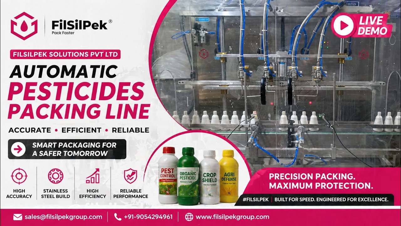 Automatic #pesticides packing Line, #filsilpek - +91-9054294961
