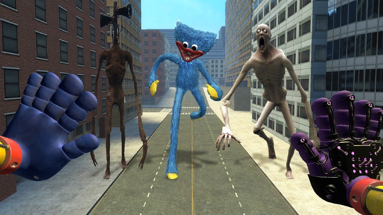 HUGGY WUGGY SCP-096 and SIREN HEAD HUNTED FOR ME IN BIG CITY! (Garry’s Mod)