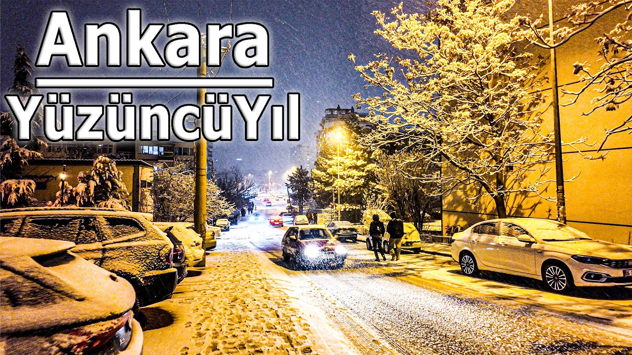 ANKARA 100. Yıl | Karlı Gecede Yürüyüş Turu | 4K Night Walking Tour in Snowfall