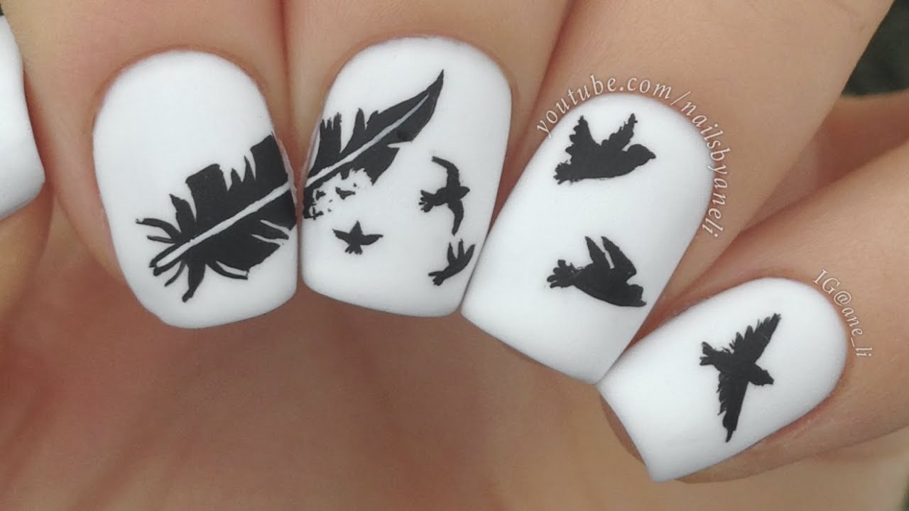 Nail Art Tutorial: Feather to Birds