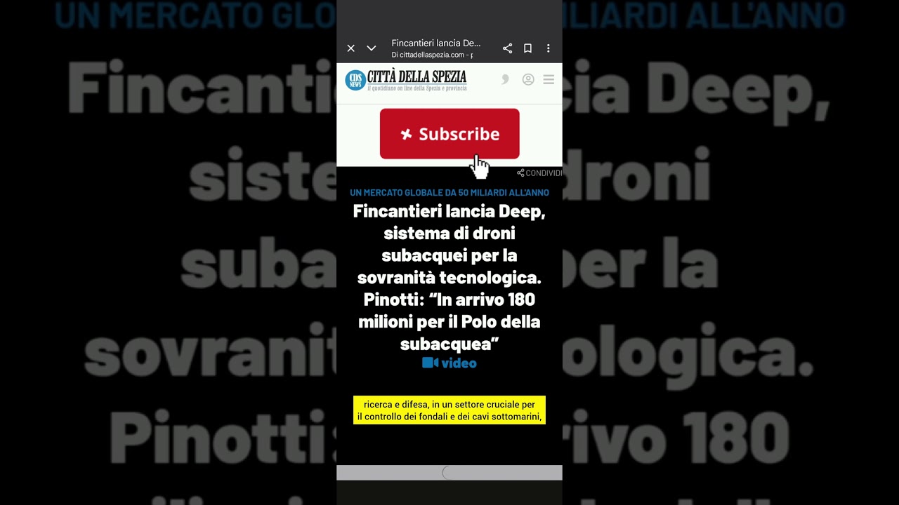 Fincantieri lancia &ldquo;Deep&rdquo;: i droni subacquei con tecnologica italiana  #shorts