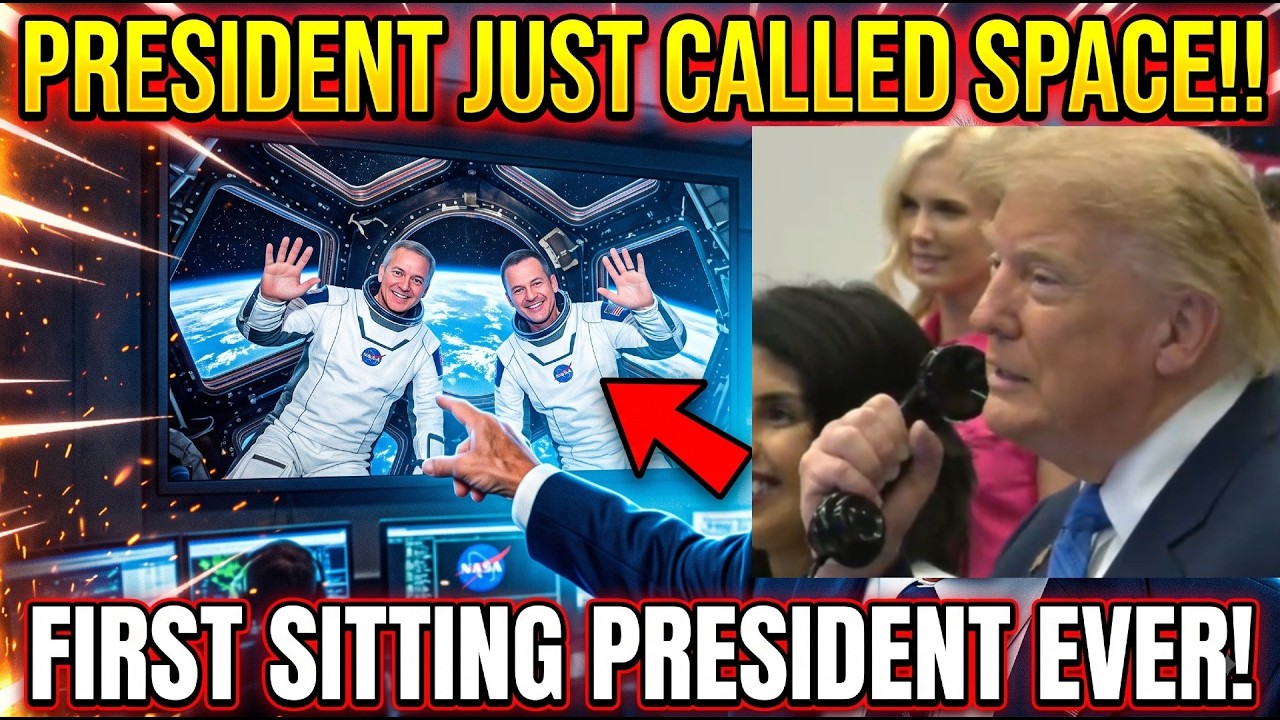 President Trump becomes the first sitting President in history to call astronauts aboard