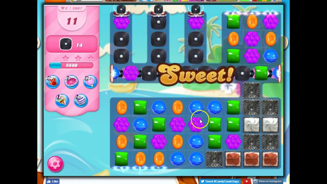Candy Crush Level 3007 Talkthrough, 18 Moves 0 Boosters