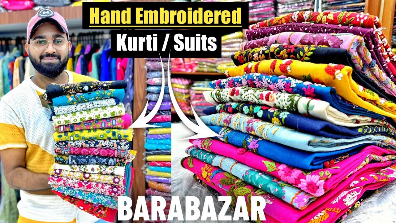 Kolkata Hand Embroidered Suits & Knot Work Kurti Manufacturer // Barabazar Kurti Wholesale Market 🔥🔥
