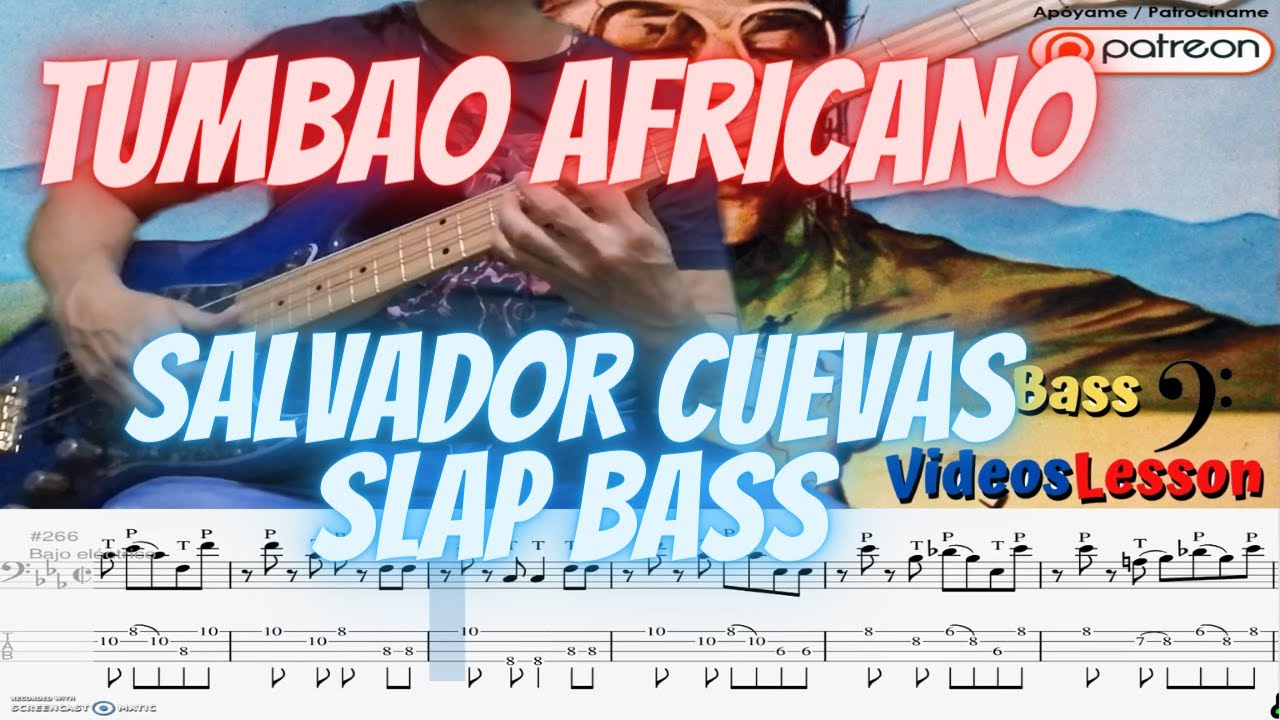 👍Tumbao africano (Pdf+GuitarPro+Backing Track🎸)Bajo electrico SALSA BASS SLAP/SAL CUEVAS SLAP🚀