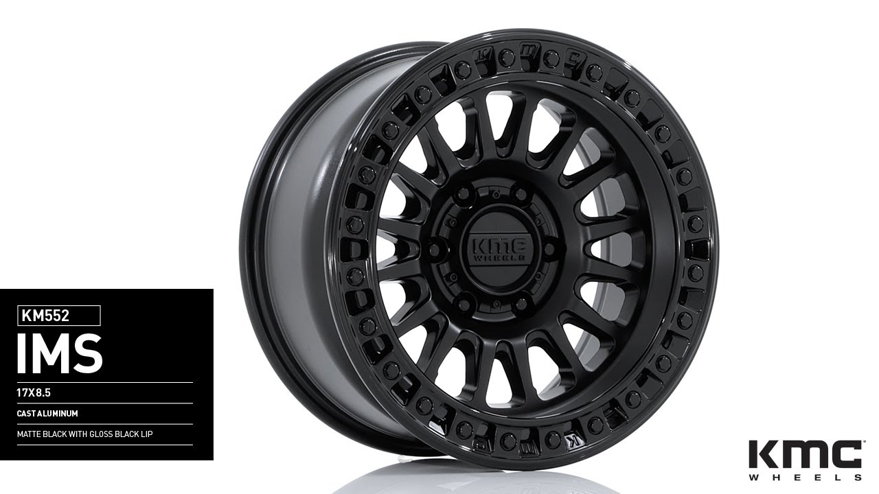 KMC IMS KM552 -  MATTE BLACK WITH GLOSS BLACK LIP - 17x8.5