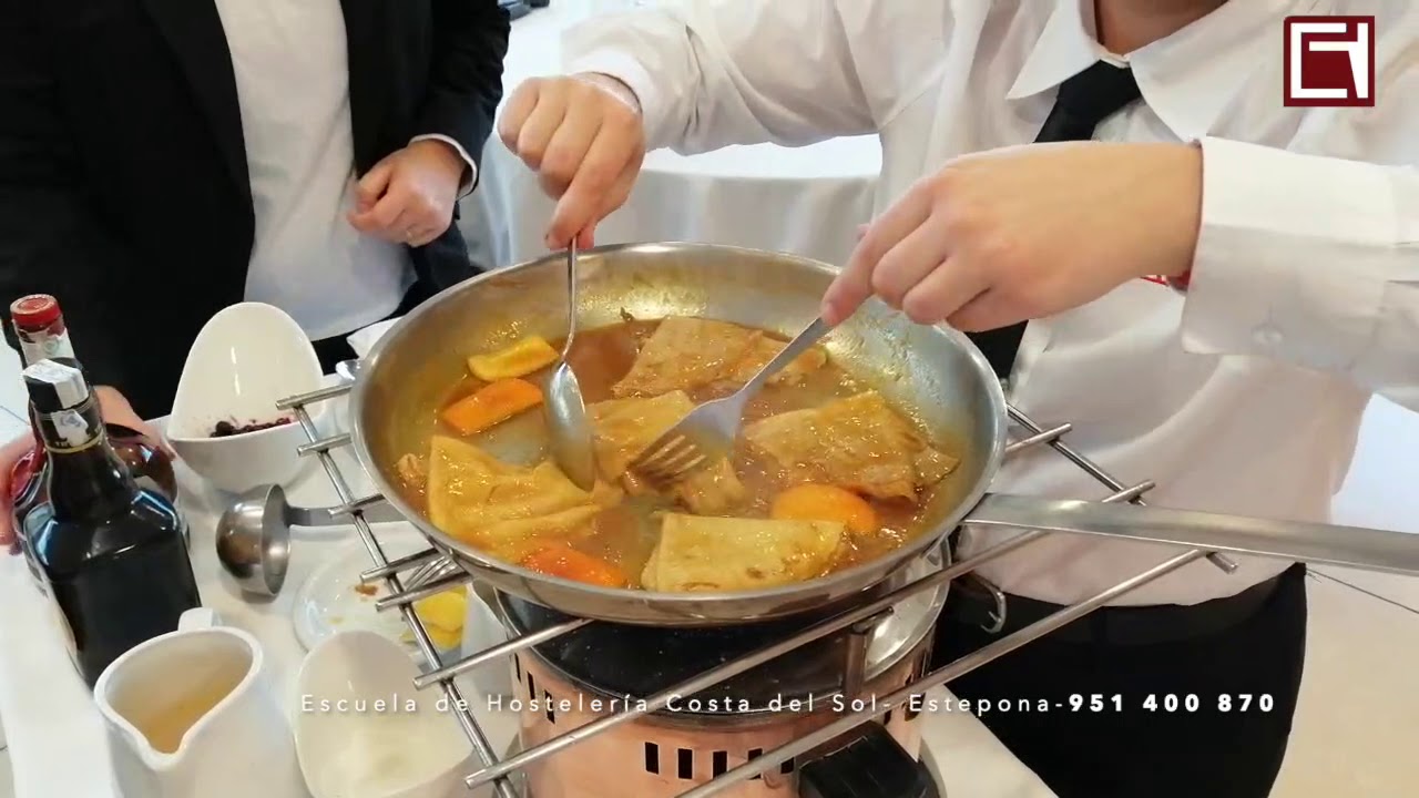 Platos a la Vista del Cliente Crepes Suzette Escuela de Hosteleria Costa del Sol