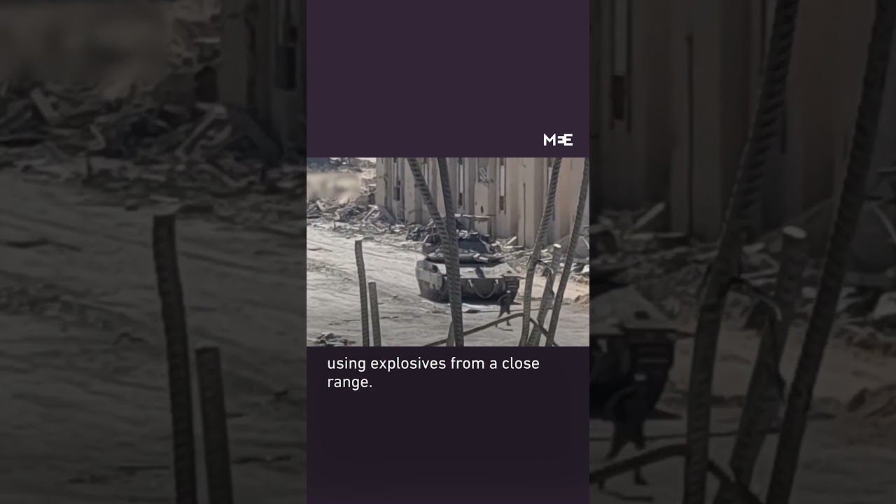 Al-Qassam Brigades fighters destroy Israeli tank from close range