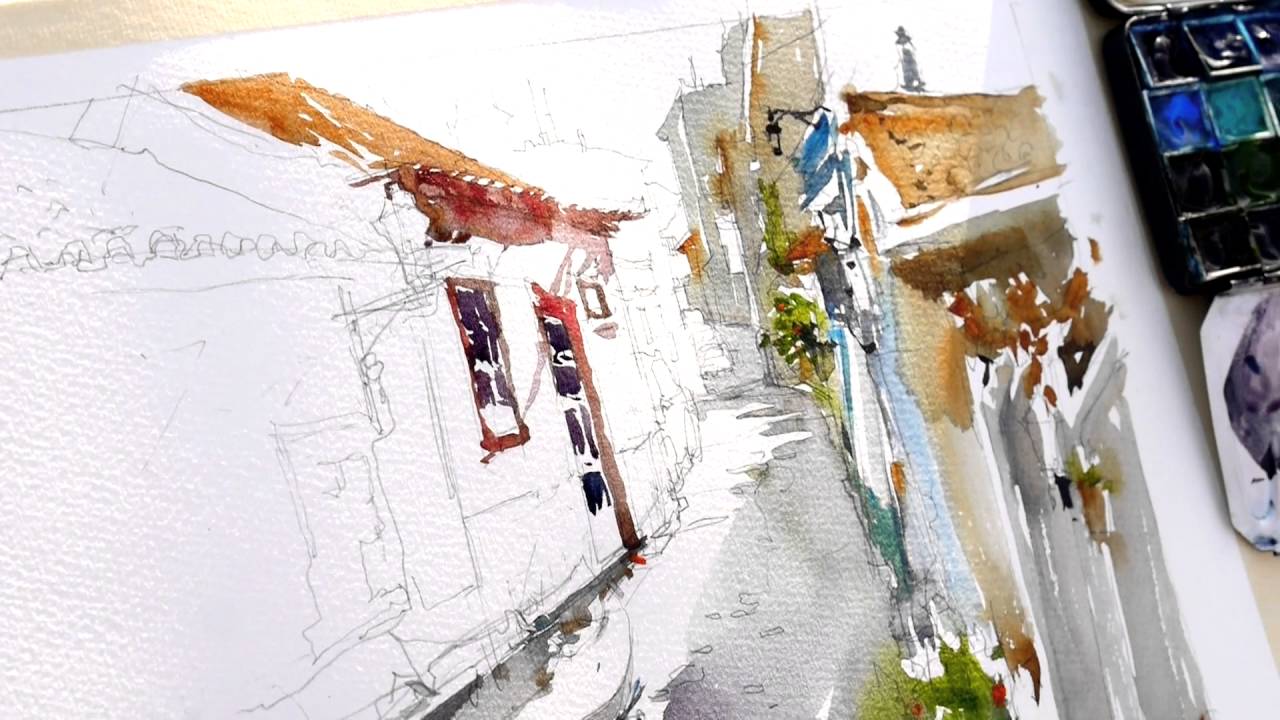 Marc Taro Holmes Watercolor Demo in Alvor (Portugal).