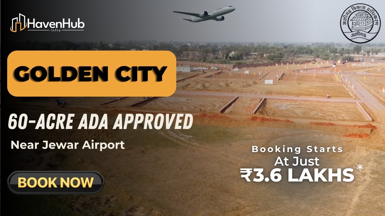 Golden City Jewar Airport Zone | 60-Acre ADA Approved Premium Township Drone Tour