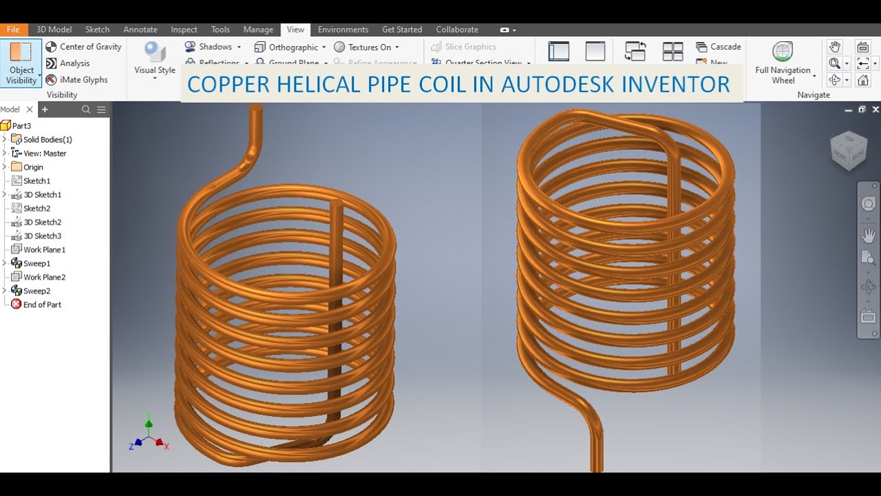 Катушка в Autodesk Inventor || Спиральная катушка в Inventor || Учебные пособия по Inventor CAD |...