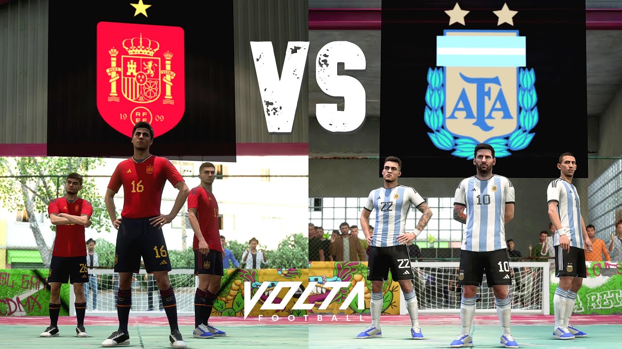 Messi, Di Maria, Martinez vs Pedri, Rodri, Torres - VOLTA FIFA 23 | PS5 4K60 HDR
