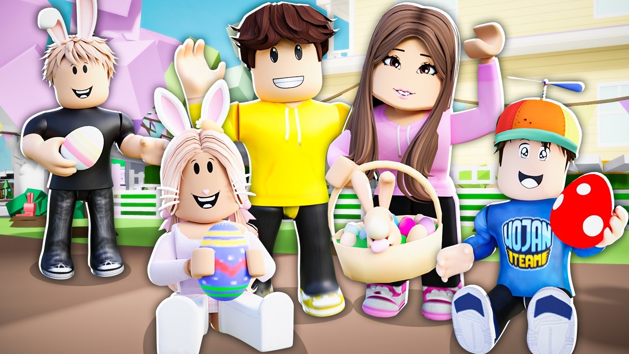 NASZA PIERWSZA WSP&Oacute;LNA WIELKANOC w BROOKHAVEN RP! 🐣🐰 (Historyjka Roblox)