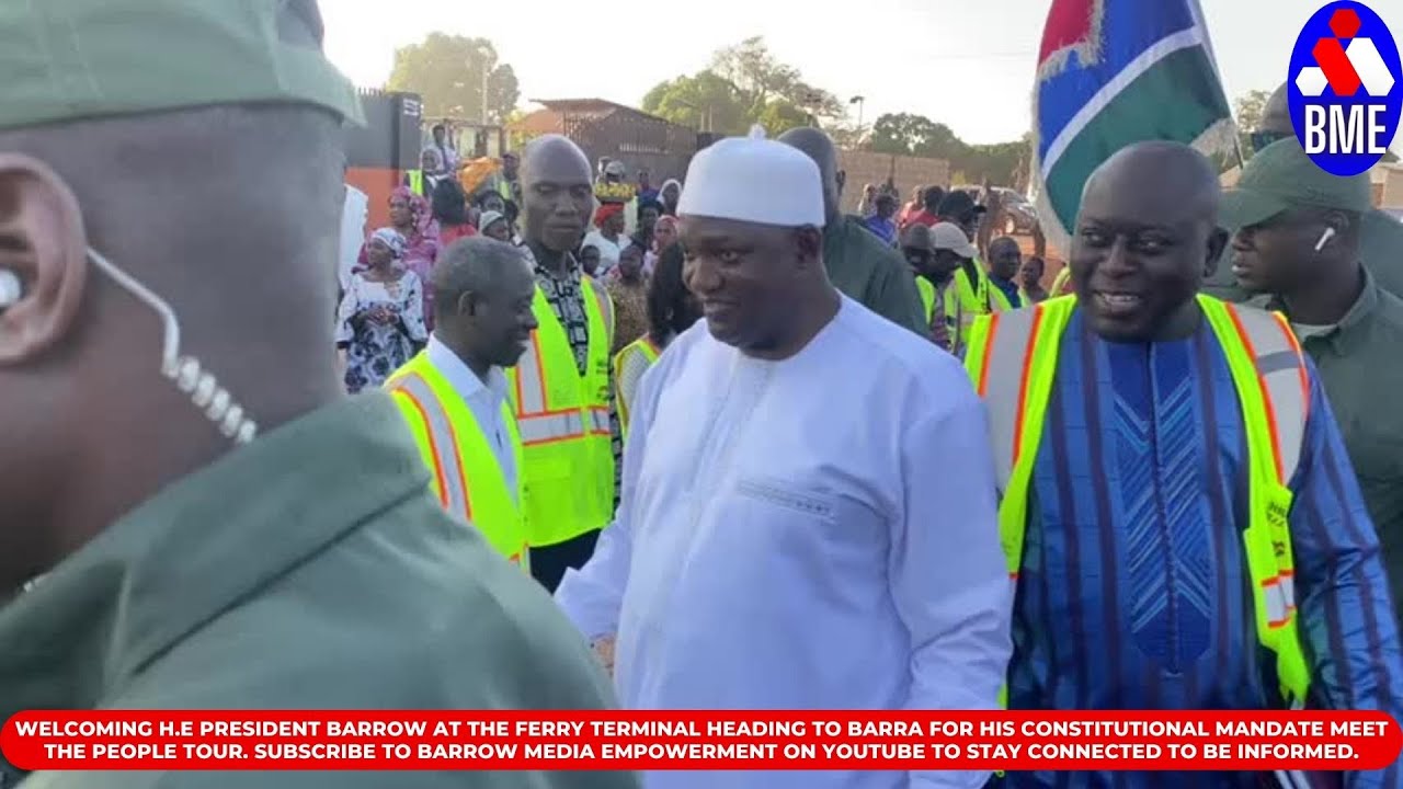 Welcoming H.E president barrow at Banjul ferry terminal heading to Barra.