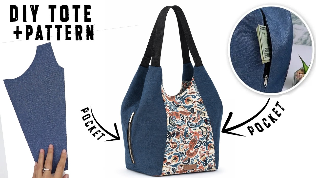 DIY POPULAR DESIGN JEANS CLOTH BAG FROM SCRATCH SEWING ~ Free PDF Pattern