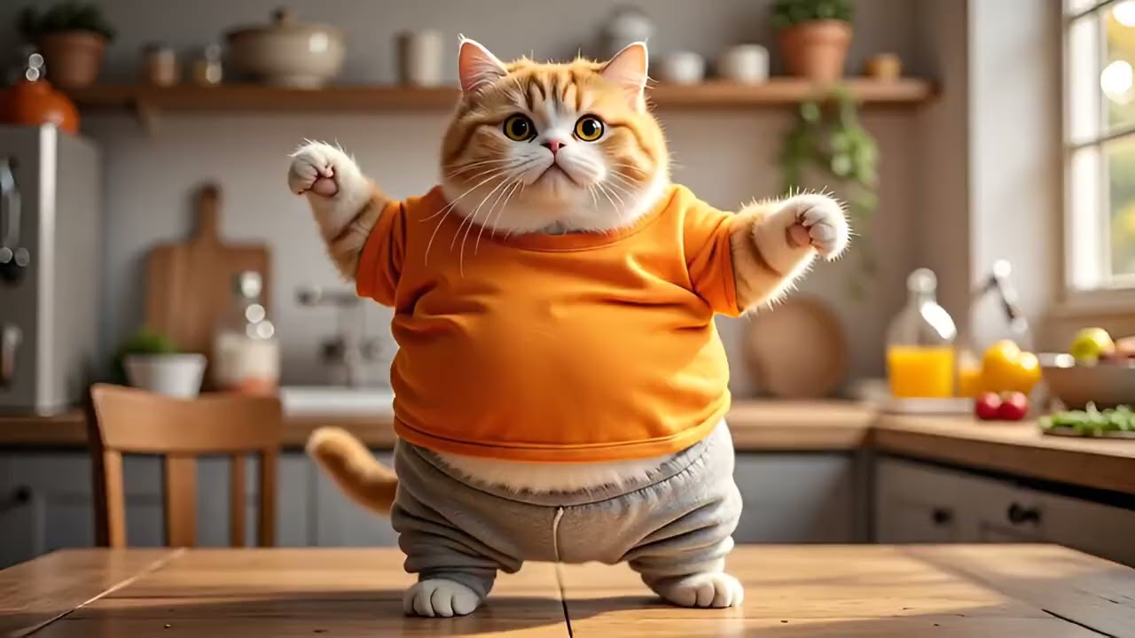 Dancing Kitten on the Kitchen Table   The Funniest Cat Dance Show Ever!