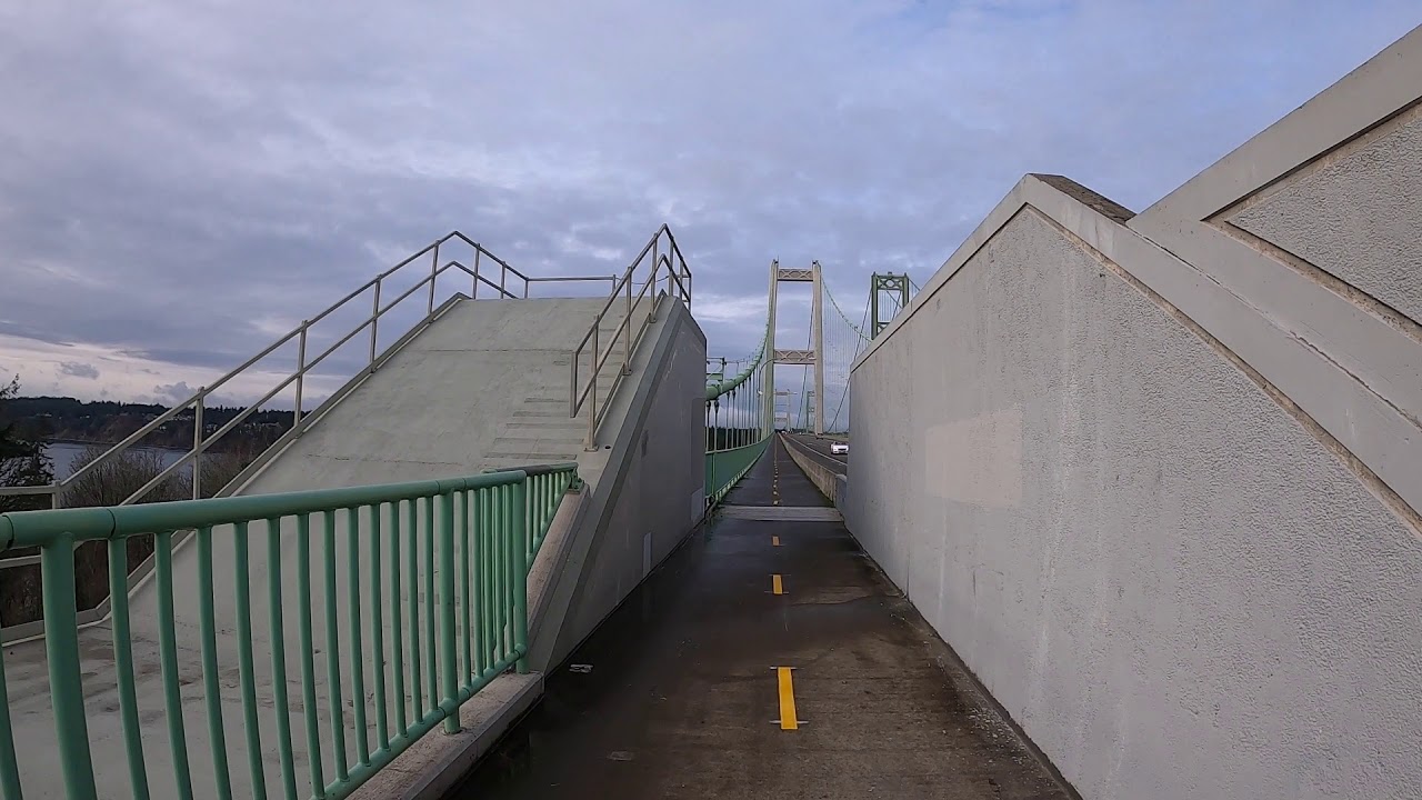 Walking Across the Tacoma Narrows Bridge in Tacoma, Washington