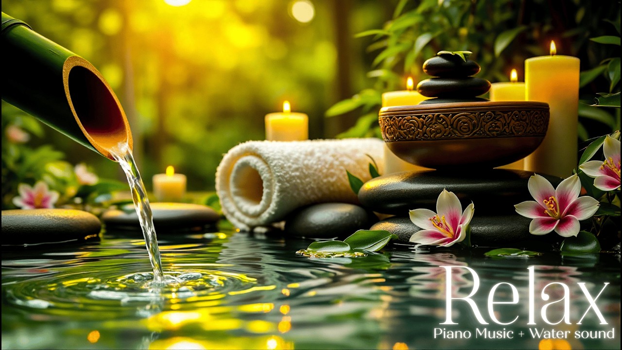 Успокаивающая фортепианная музыка 🎵 и звуки бамбуковой воды 💧 для душевного спокойствия, глубоког...