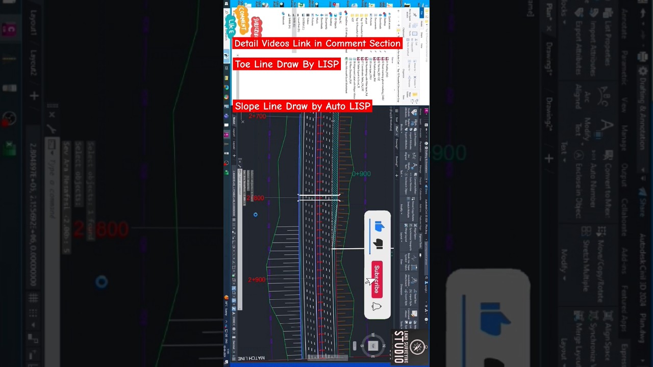 Slope Pattern LISP AutoCAD, Toe Line Draw by LISP Command, Slope Line Draw in Auto CAD #lisp