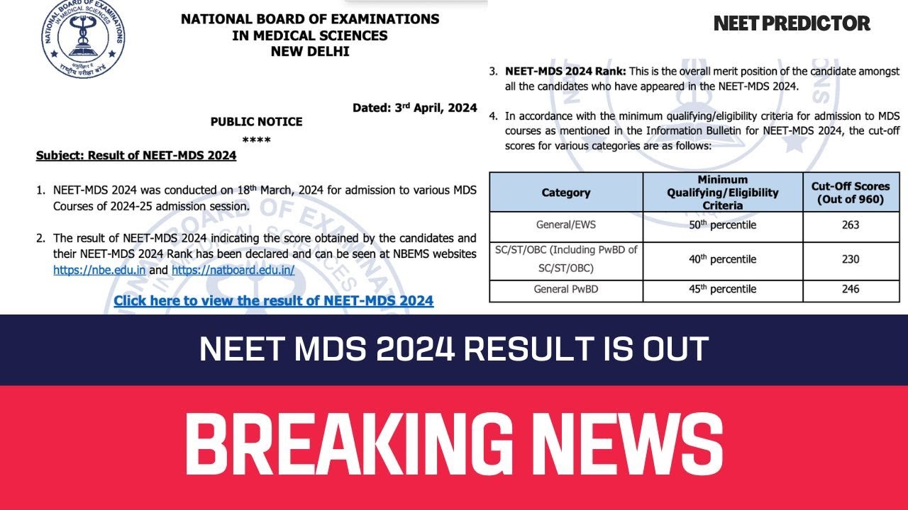 NEET MDS 2024 Result is out II Check Result NOW II