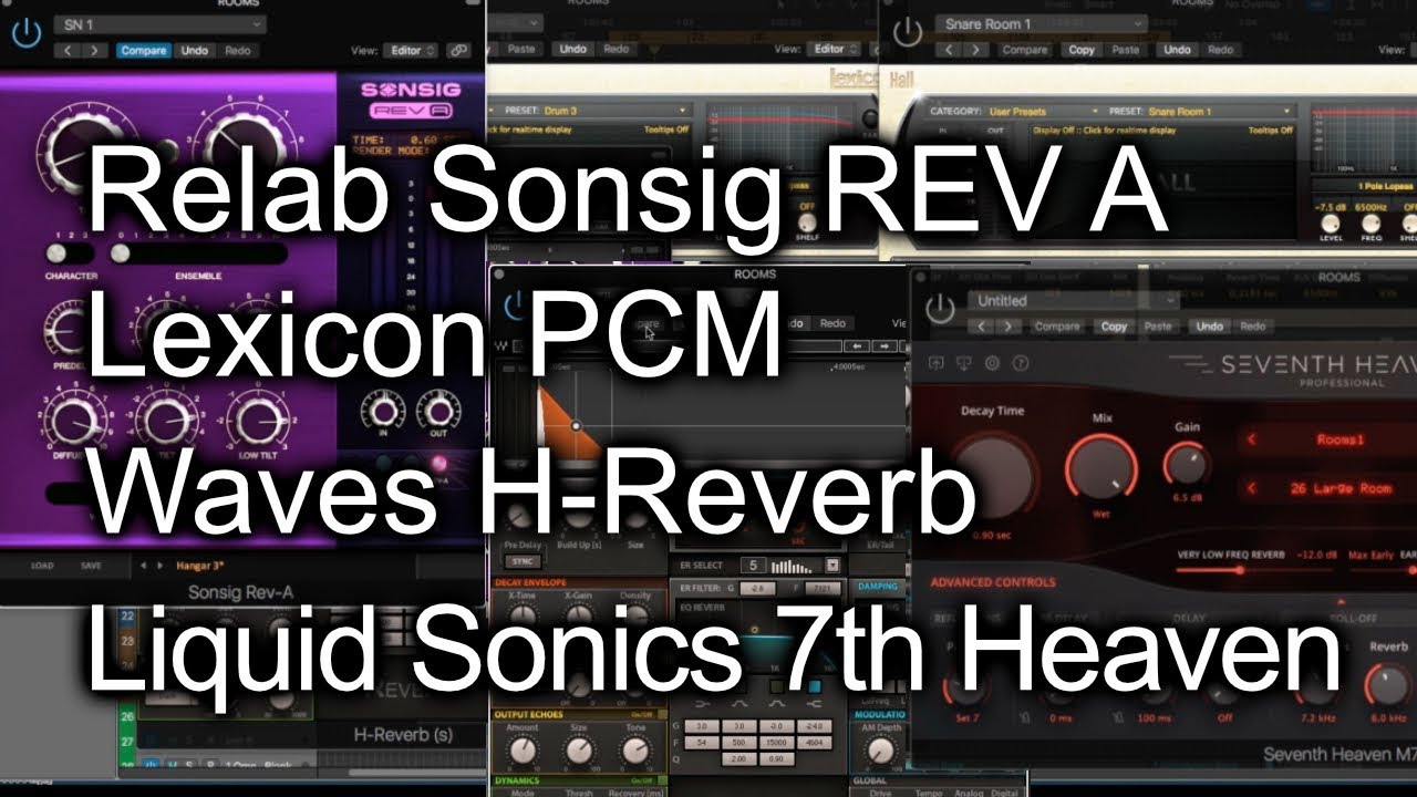 Reverb Shootout - Halls and Plates on drums - Sonsig REV A, Lexicon, H-Reverb, Seventh Heaven