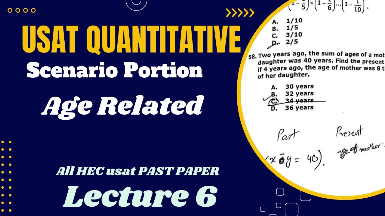 HEC USAT | Age Problem | Quantitative Reasoning | TEST 2025 | Lecture #5 | Scenario Based''