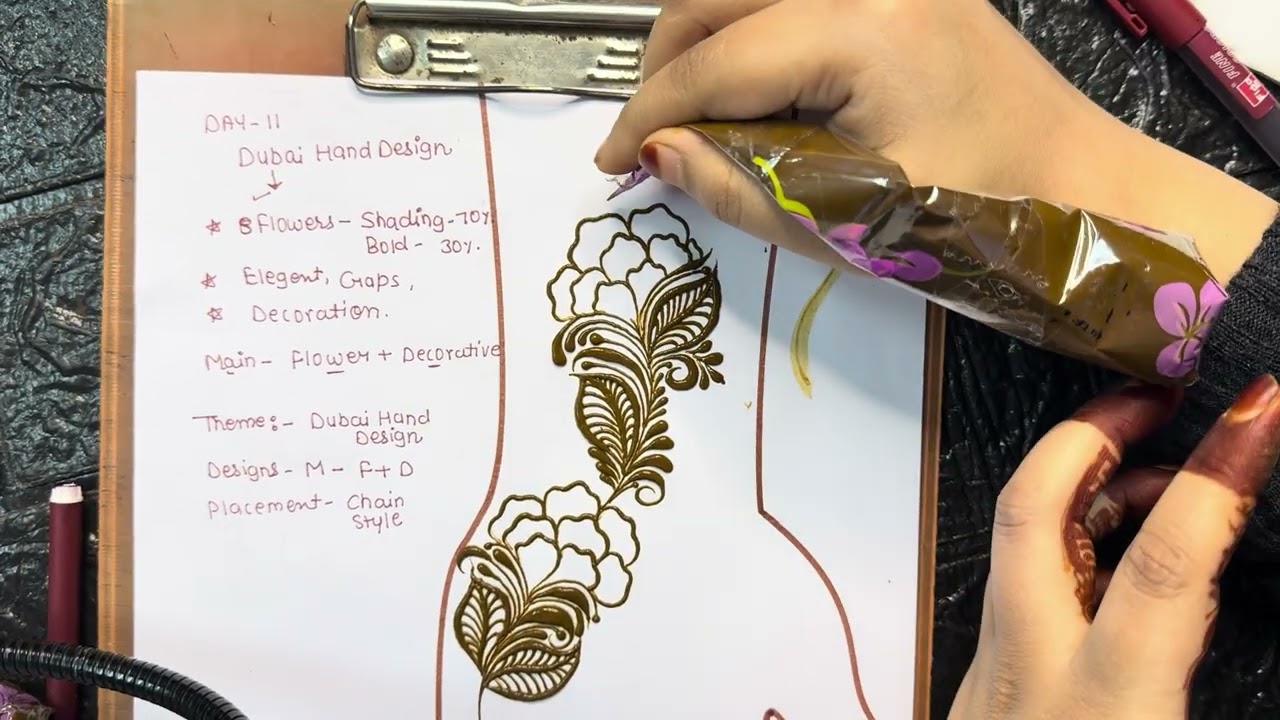 Dubai hand design 😍 step by step full tutorial #bridalhenna #dubaimehndidesigns #henna 