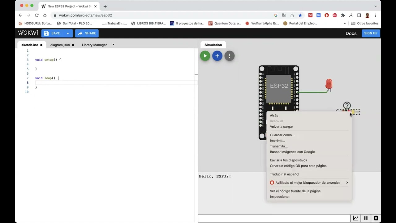 WokWi - Simulación ESP32 - LED Blinking