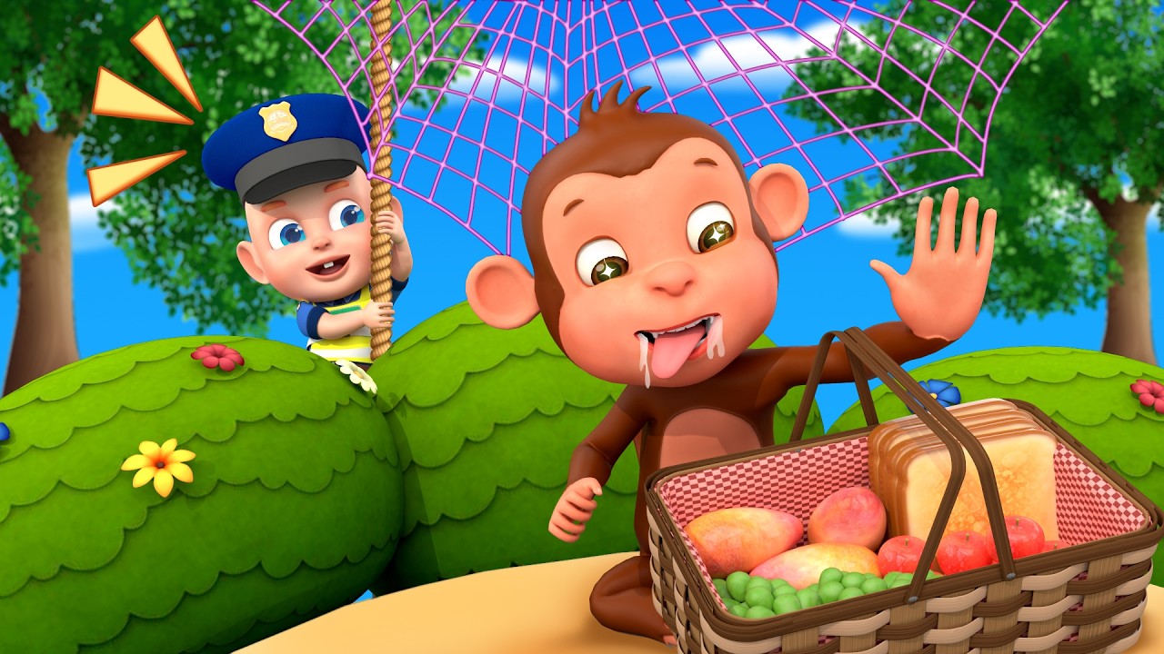 Catch The Monkey Thief Song | Jungle Policeman | Rosoo Kindergarten Nursery Rhymes & Kids Songs