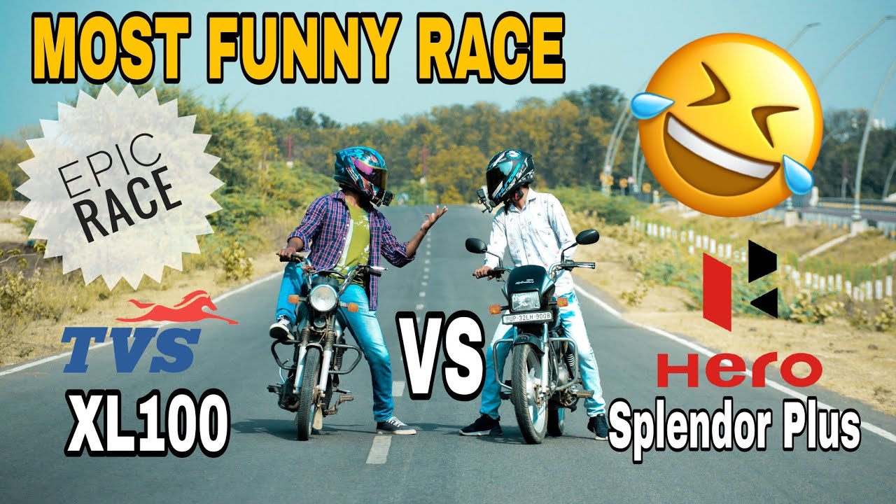 TVS XL100 Vs Hero Splendor Plus | Most Funny Race🤣| Epic Race🤣 | Fist Time In YouTube✌