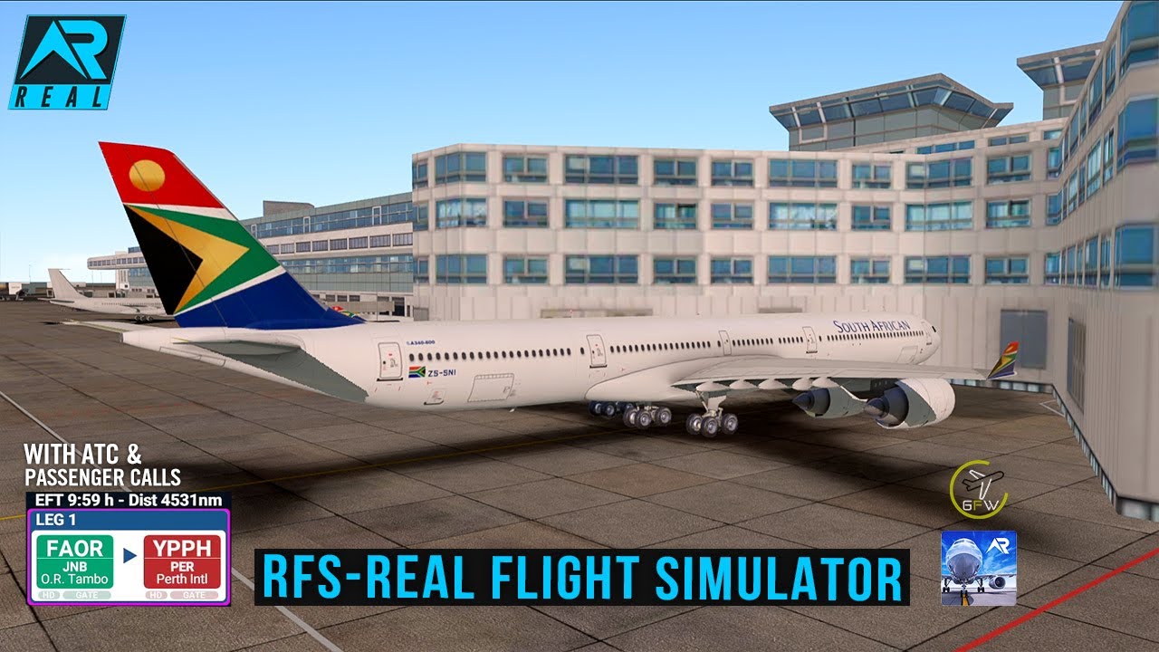 RFS - Real Flight Simulator- Johannesburg to Perth ||Full Flight||A340||South African||FHD|RealRoute