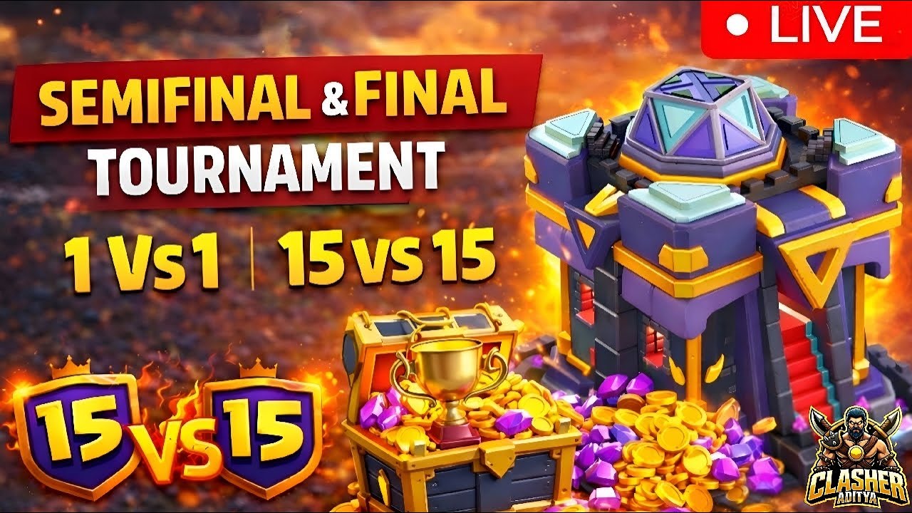 TH 15 1v1 Tournament LIVE 🔥 | eSports Mode | Clasher Aditya