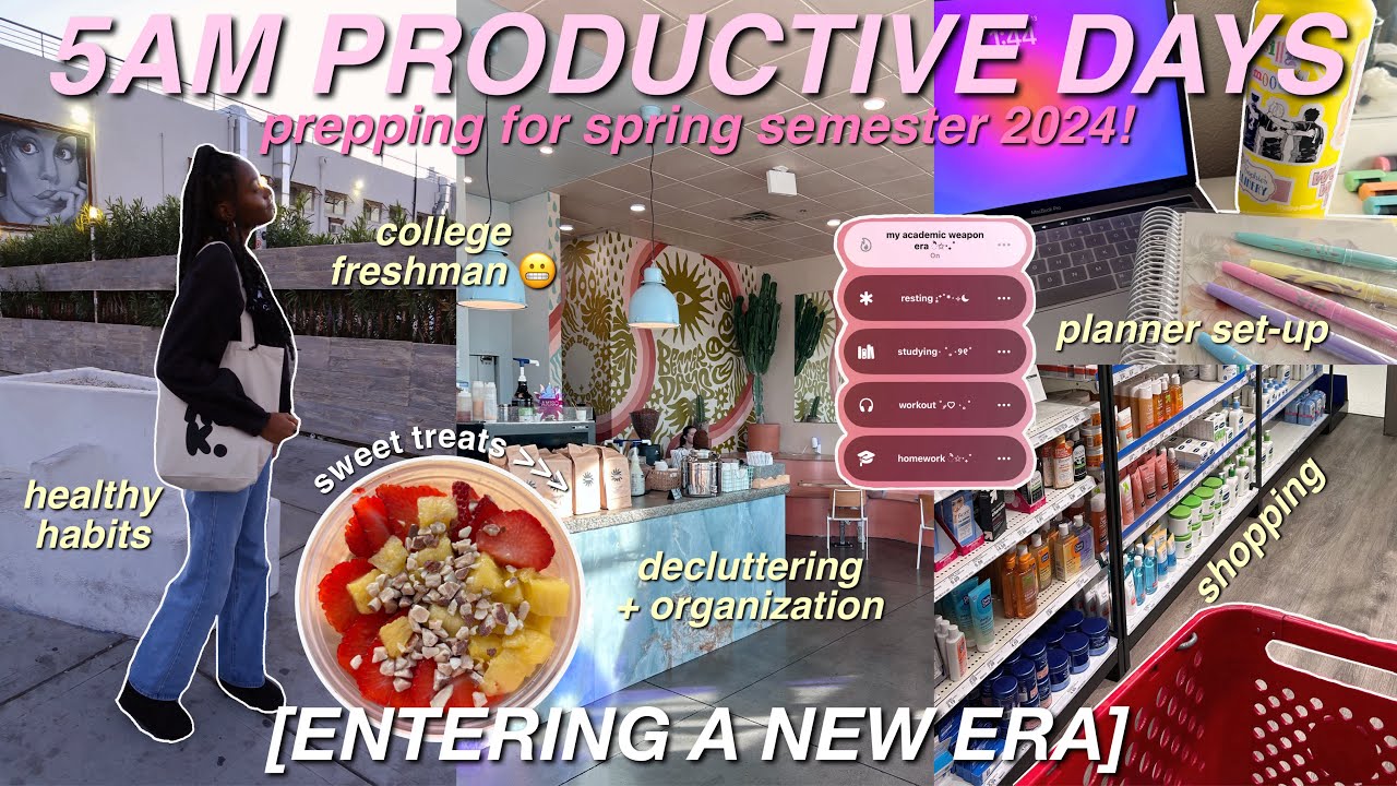 5AM Productive Days in My Life 2024 | spring semester prep, shopping, coffee shops, planner set up