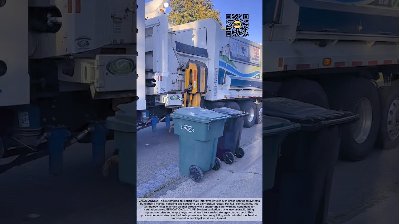 Automated Waste Collection Truck with Hydraulic Bin Lifter #9work