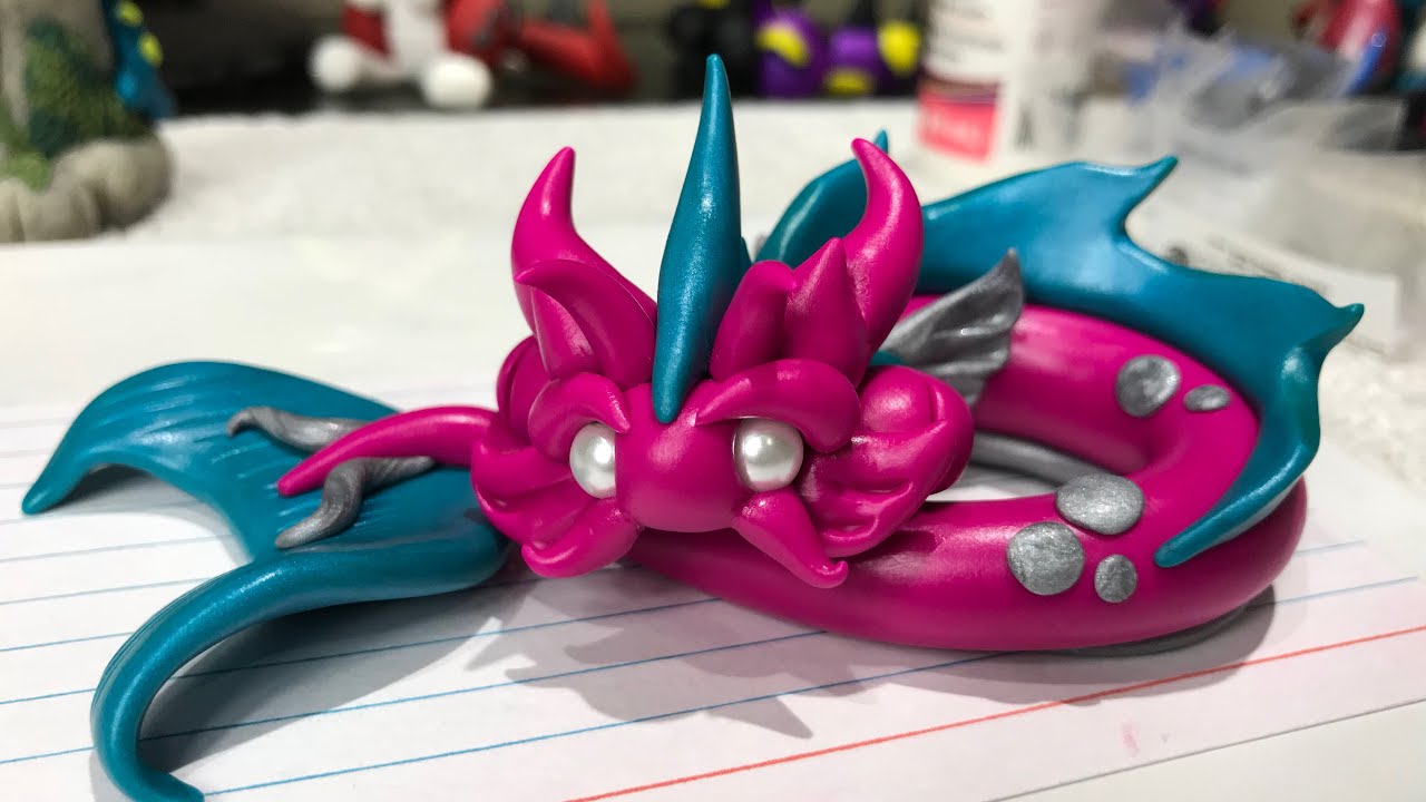 Polymer Clay Dragon | Pink Mer dragon