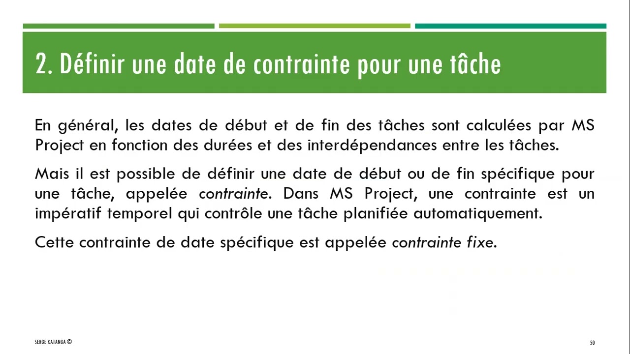 [Microsoft Project] Leçon 5 : Planifier les dates de début et de fin des tâches