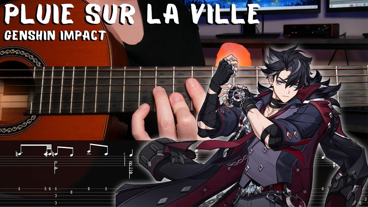 Pluie sur la ville - Genshin Impact 4.0 Fontaine - Fingerstyle Tutorial + TAB