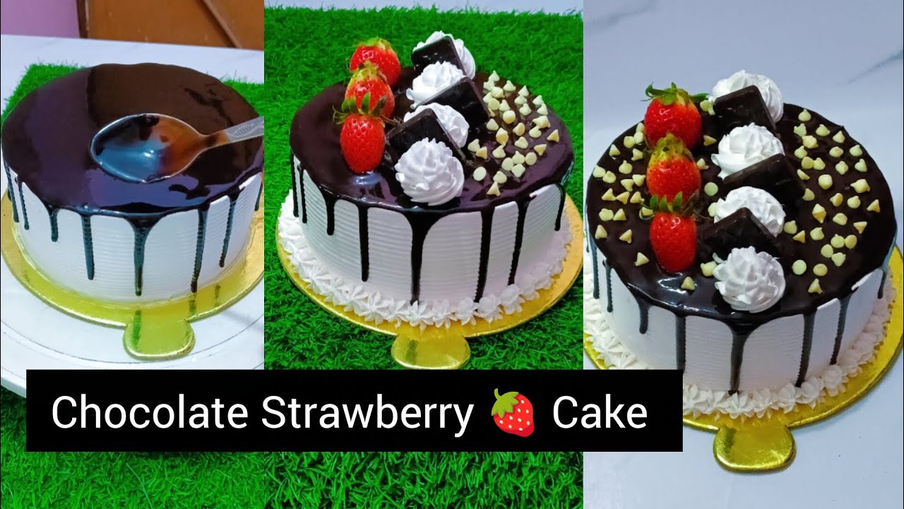 Eggless Chocolate Strawberry Cake 🍓🎂 Birthday Cake 🍓🎂